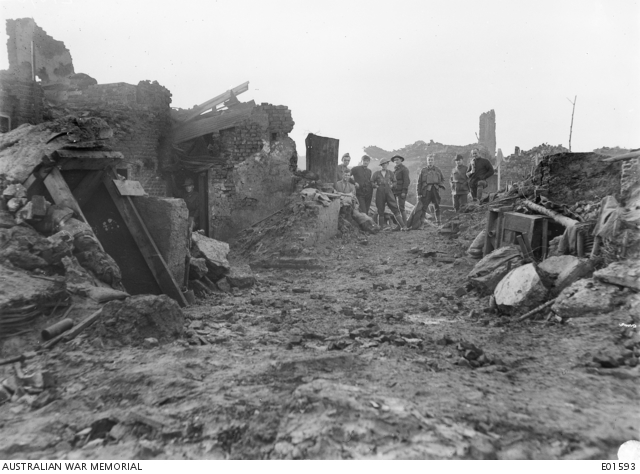 A dugout in the ruins of Wytschaete in January 1918.