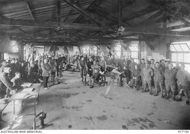 Weymouth, England. The remedial gymnasium at the Weymouth No 2 Medical Command Depot with patients undergoing treatment and exercise. Australian War Memorial collection H17159